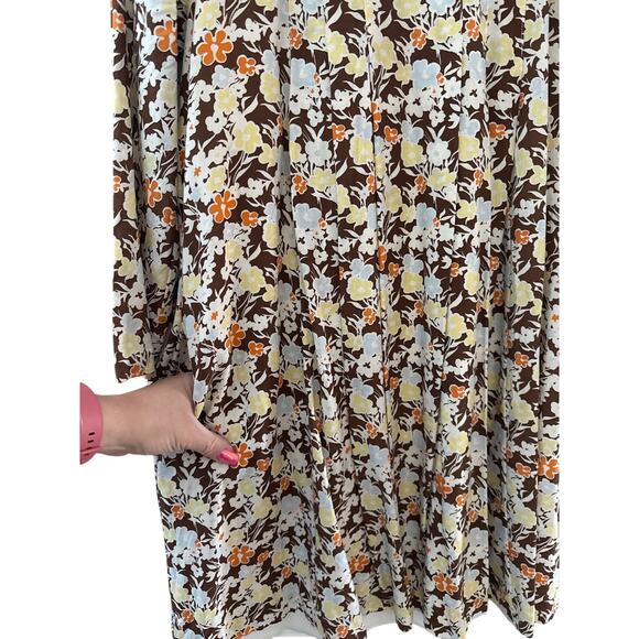 Tory Burch Silk Wool Challis Short Dress Reverie Brown Size 12 - Picture 10 of 11